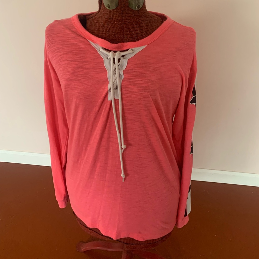 PINK Victoria's Secret Coral Lace-Up Sweatshirt M